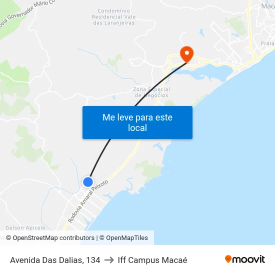 Avenida Das Dalias, 134 to Iff Campus Macaé map