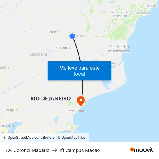 Av. Coronel Macário to Iff Campus Macaé map