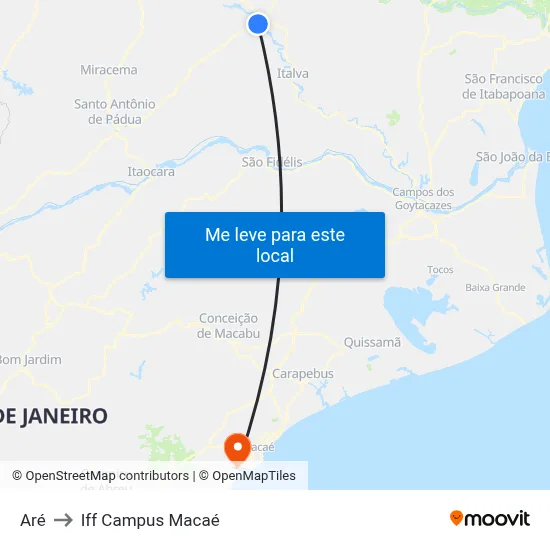 Aré to Iff Campus Macaé map