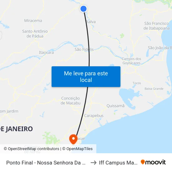 Ponto Final - Nossa Senhora Da Penha to Iff Campus Macaé map