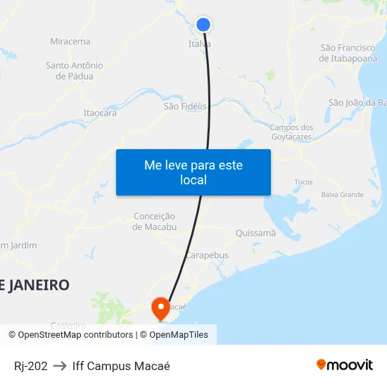 Rj-202 to Iff Campus Macaé map