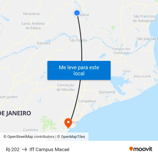 Rj-202 to Iff Campus Macaé map