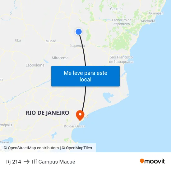 Rj-214 to Iff Campus Macaé map