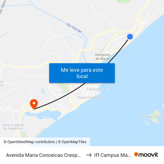 Avenida Maria Conceicao Crespo, 281 to Iff Campus Macaé map