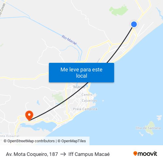 Av. Mota Coqueiro, 187 to Iff Campus Macaé map