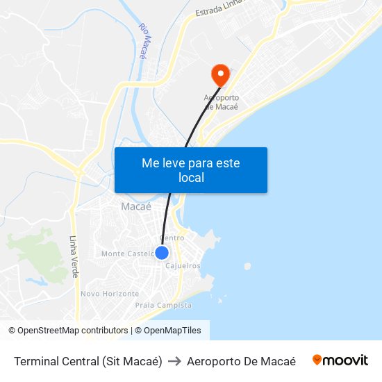 Terminal Central (Sit Macaé) to Aeroporto De Macaé map