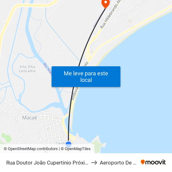 Rua Doutor João Cupertinio Próximo Ao 311 to Aeroporto De Macaé map