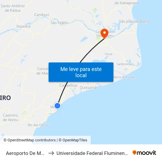 Aeroporto De Macaé to Universidade Federal Fluminense - Uff map
