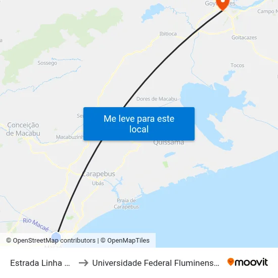 Estrada Linha Azul to Universidade Federal Fluminense - Uff map