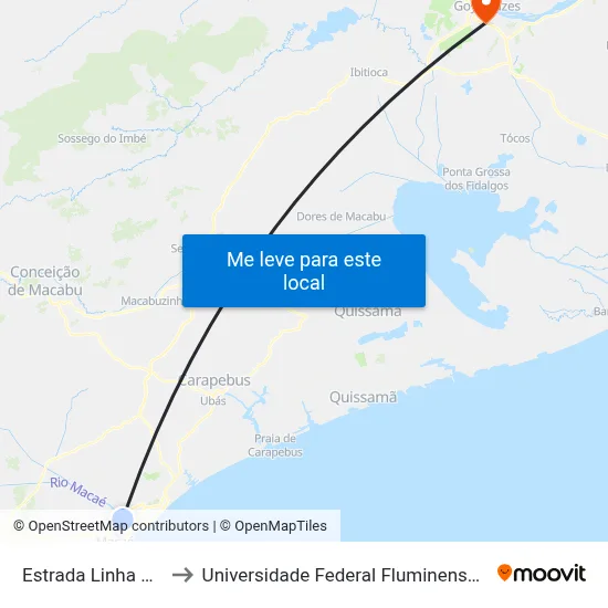 Estrada Linha Azul to Universidade Federal Fluminense - Uff map