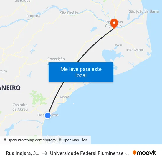 Rua Inajara, 355 to Universidade Federal Fluminense - Uff map
