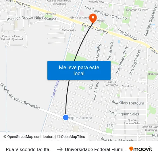 Rua Visconde De Itaboraí, 634 to Universidade Federal Fluminense - Uff map
