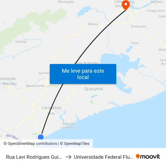 Rua Levi Rodrigues Guimarães, 1346 to Universidade Federal Fluminense - Uff map