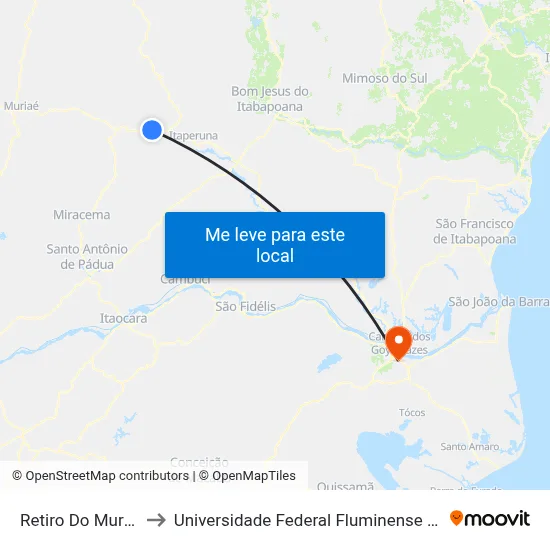 Retiro Do Muriaé to Universidade Federal Fluminense - Uff map