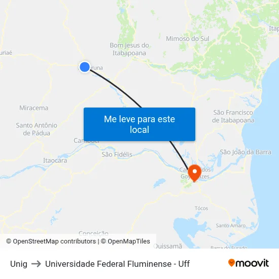 Unig to Universidade Federal Fluminense - Uff map