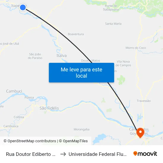 Rua Doutor Ediberto Souza, 185 to Universidade Federal Fluminense - Uff map