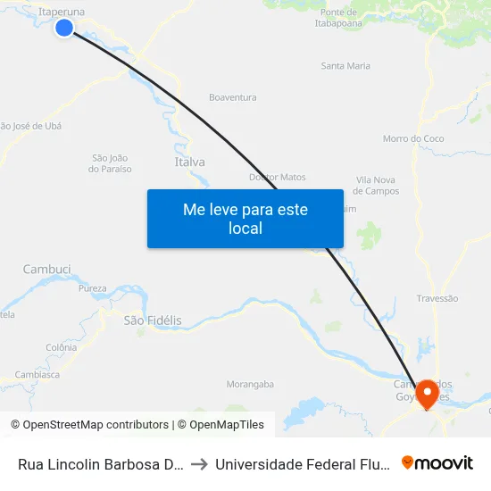 Rua Lincolin Barbosa De Castro, 35 to Universidade Federal Fluminense - Uff map