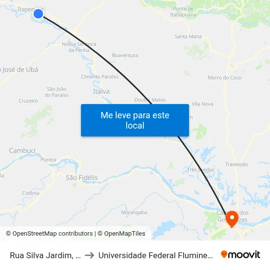 Rua Silva Jardim, 1564 to Universidade Federal Fluminense - Uff map