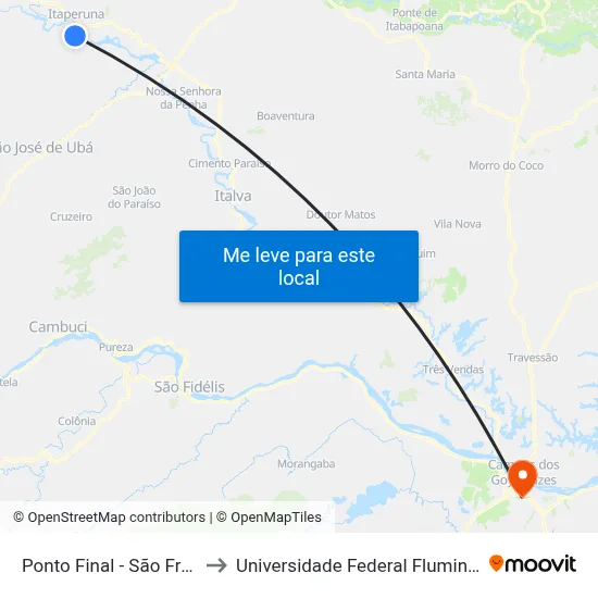 Ponto Final - São Francisco to Universidade Federal Fluminense - Uff map