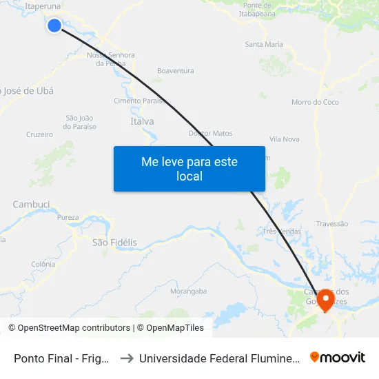 Ponto Final - Frigorifico to Universidade Federal Fluminense - Uff map