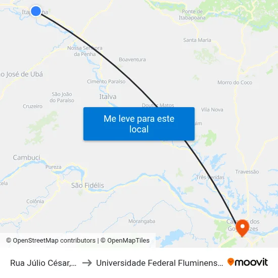 Rua Júlio César, 902 to Universidade Federal Fluminense - Uff map