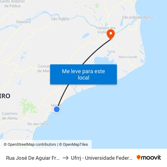 Rua José De Aguiar Franco Próximo Ao 179 to Ufrrj - Universidade Federal Rural Do Rio De Janeiro map