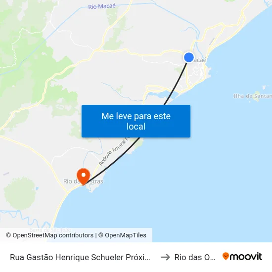 Rua Gastão Henrique Schueler Próximo Ao 1120 to Rio das Ostras map