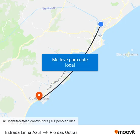 Estrada Linha Azul to Rio das Ostras map