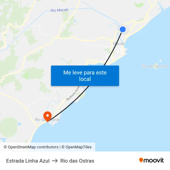 Estrada Linha Azul to Rio das Ostras map