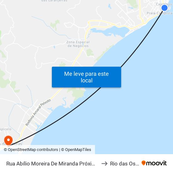 Rua Abílio Moreira De Miranda Próximo Ao 134 to Rio das Ostras map