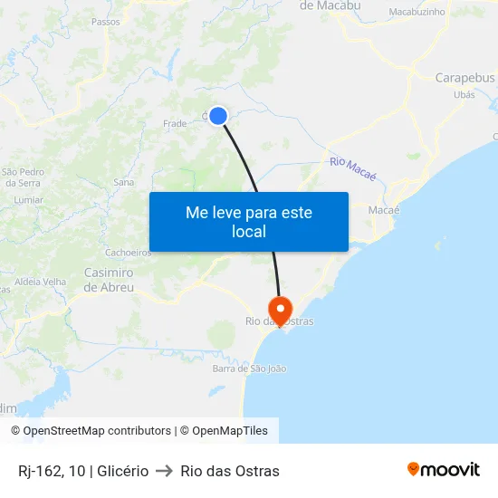 Rj-162, 10 | Glicério to Rio das Ostras map