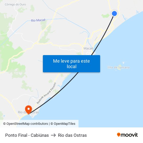 Ponto Final - Cabiúnas to Rio das Ostras map