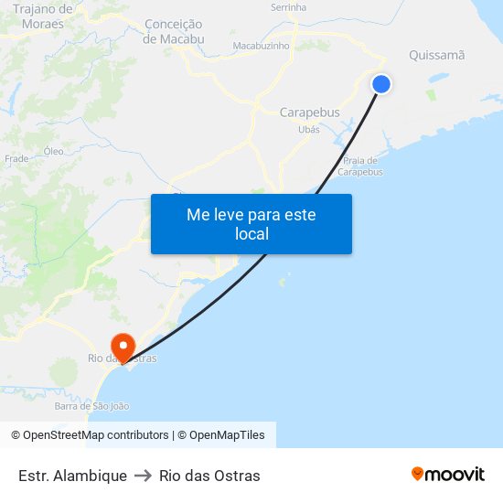 Estr. Alambique to Rio das Ostras map