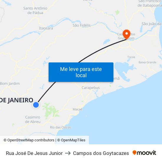 Rua José De Jesus Junior to Campos dos Goytacazes map