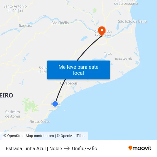 Estrada Linha Azul | Noble to Uniflu/Fafic map
