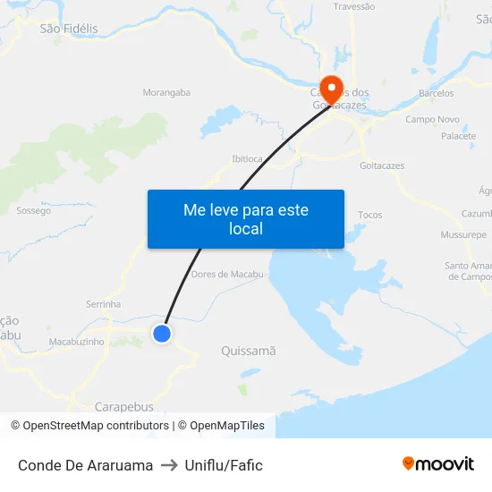 Conde De Araruama to Uniflu/Fafic map
