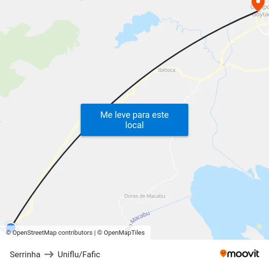 Serrinha to Uniflu/Fafic map