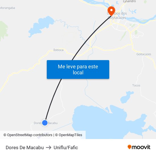 Dores De Macabu to Uniflu/Fafic map