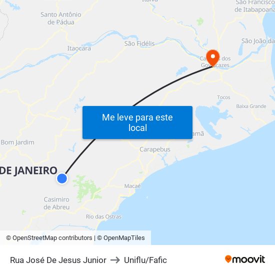Rua José De Jesus Junior to Uniflu/Fafic map