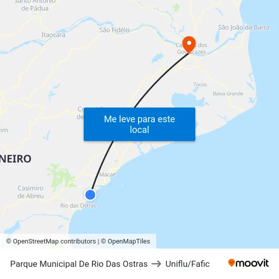 Parque Municipal De Rio Das Ostras to Uniflu/Fafic map