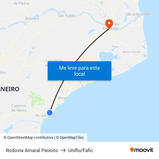 Rodovia Amaral Peixoto to Uniflu/Fafic map