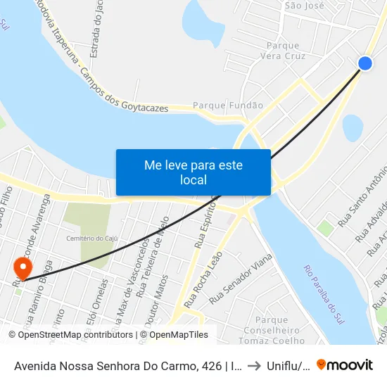 Avenida Nossa Senhora Do Carmo, 426 |  Iff (Sentido Vitória) to Uniflu/Fafic map