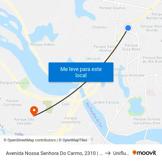 Avenida Nossa Senhora Do Carmo, 2310 | Maricá (Sentido Vitória) to Uniflu/Fafic map