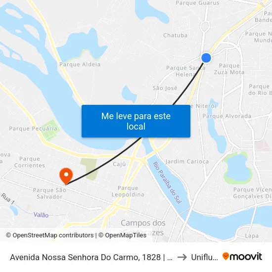 Avenida Nossa Senhora Do Carmo, 1828 | Passarela (Sentido Centro) to Uniflu/Fafic map