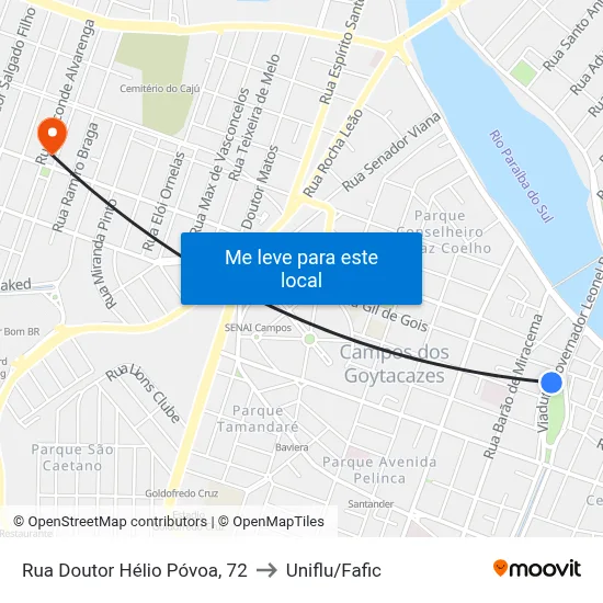 Rua Doutor Hélio Póvoa, 72 to Uniflu/Fafic map