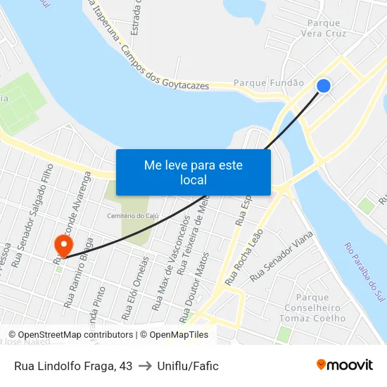 Rua Lindolfo Fraga, 43 to Uniflu/Fafic map