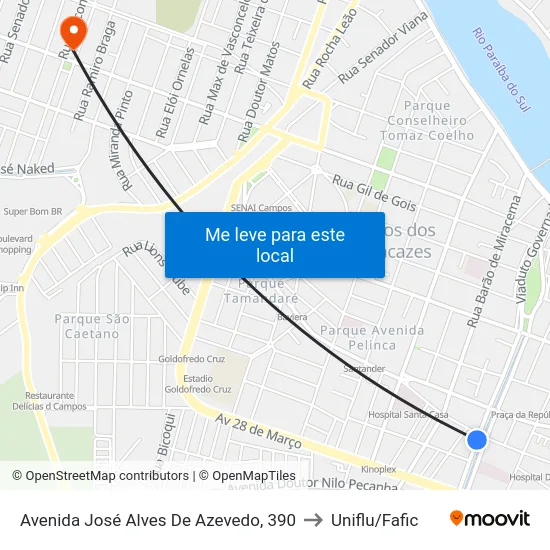 Avenida José Alves De Azevedo, 390 to Uniflu/Fafic map