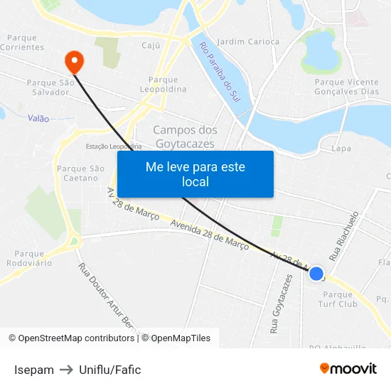 Isepam to Uniflu/Fafic map