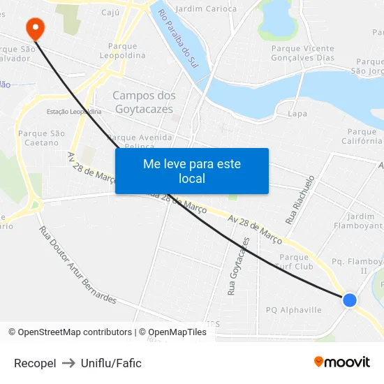 Recopel to Uniflu/Fafic map
