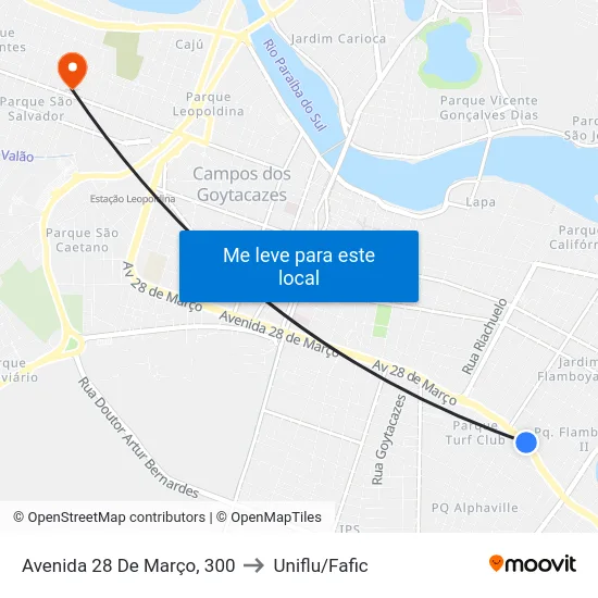 Avenida 28 De Março, 300 to Uniflu/Fafic map